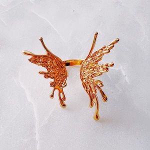 adjustable butterfly ring gold statement ring